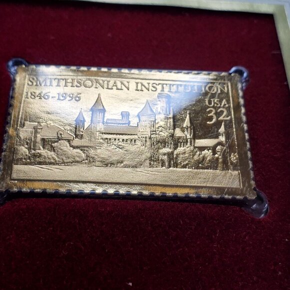 22kt Gold Stamp Replica Smithsonian Institution 150th Anniversary - Picture 3 of 9